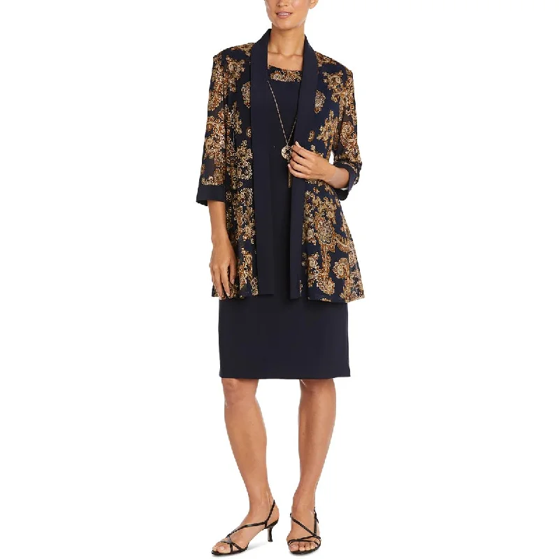 Women's Vacation Garments Plus Womens Foiled Knee-Length Two Piece Dress