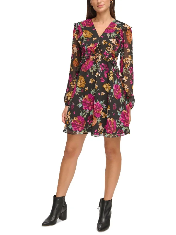 Women's Clothing And Garments Sets Womens V-Neck Mini Fit & Flare Dress