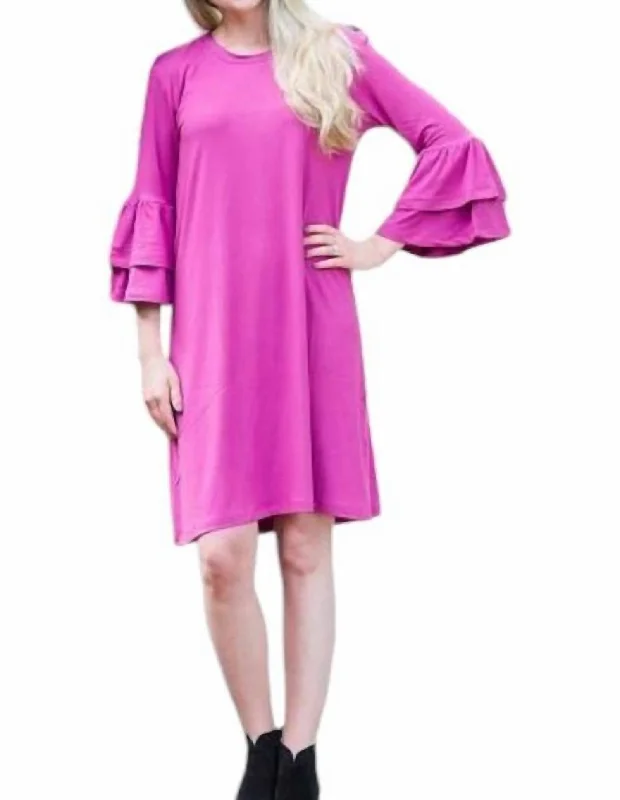 Women's Trendy Garments Ruffle Sleeve Dress In Pink