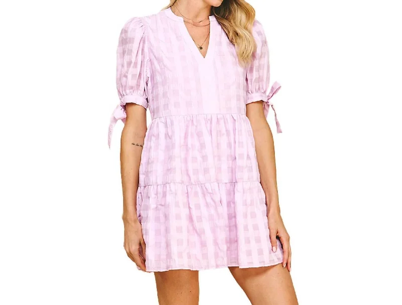 Women Wear Brands Short Sleeve Tunic Dress In Lavender