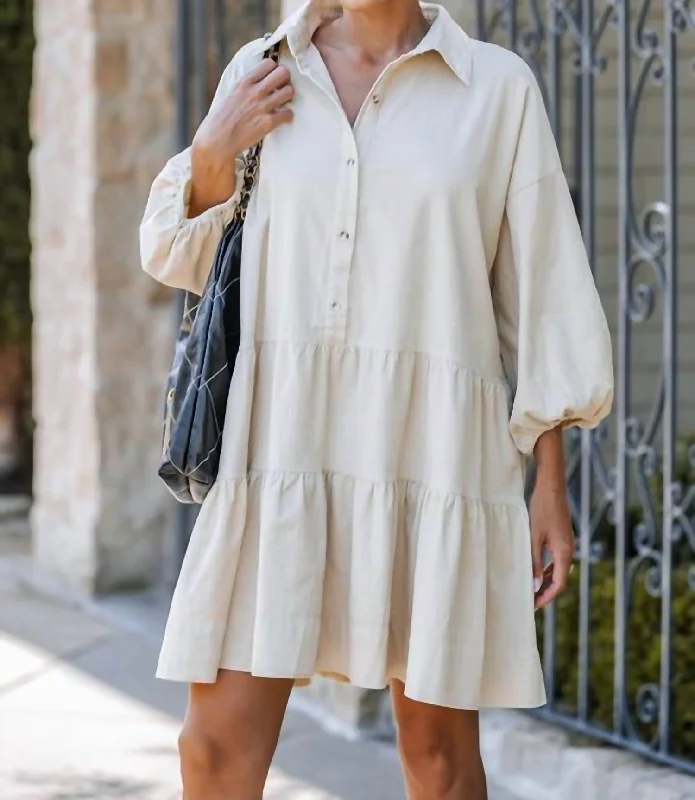 Luxury Fashion Corduroy Ovesized Dress In Beige