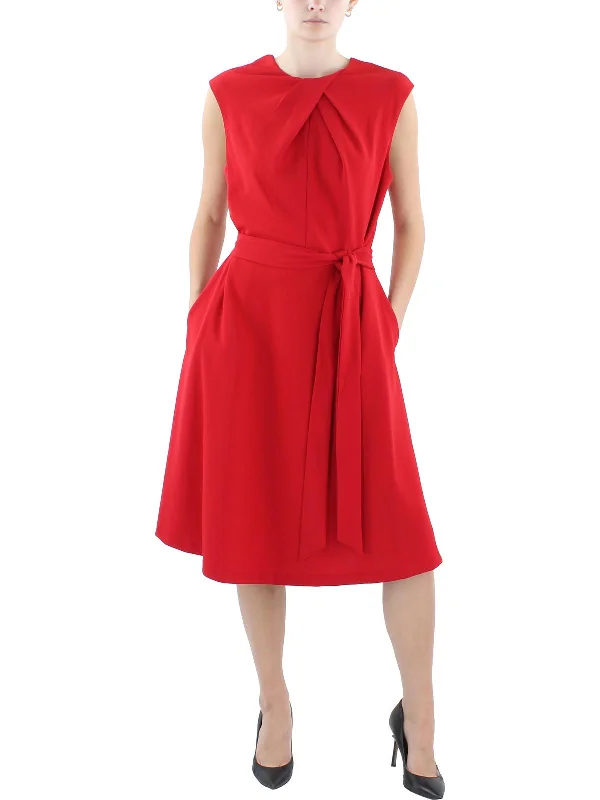 Limited Time Offer Womens Pleated Knee-Length Fit & Flare Dress