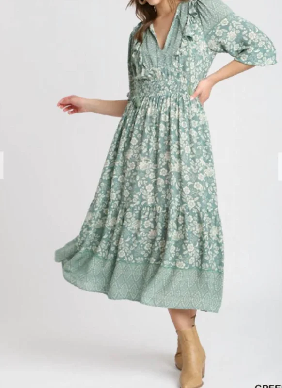 Premium Fashion Gypsy Delight Dress - Plus Size In Green