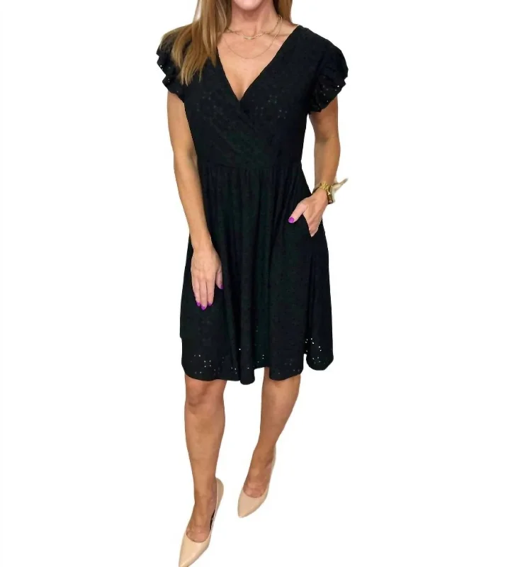 Casual Clothing for Women Rebecca Ruffle Eyelet Dress In Black