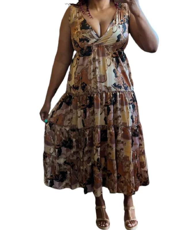 Women's Stylish Professional Garments Tank Dress In Brownie