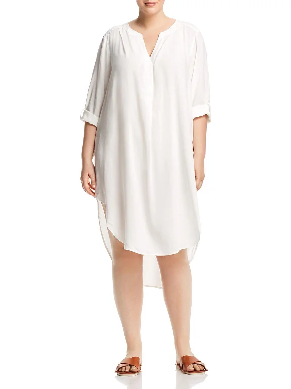 Women's Clothes For Work Events Plus Womens Adjustable Sleeves Hi-Low Tunic Dress