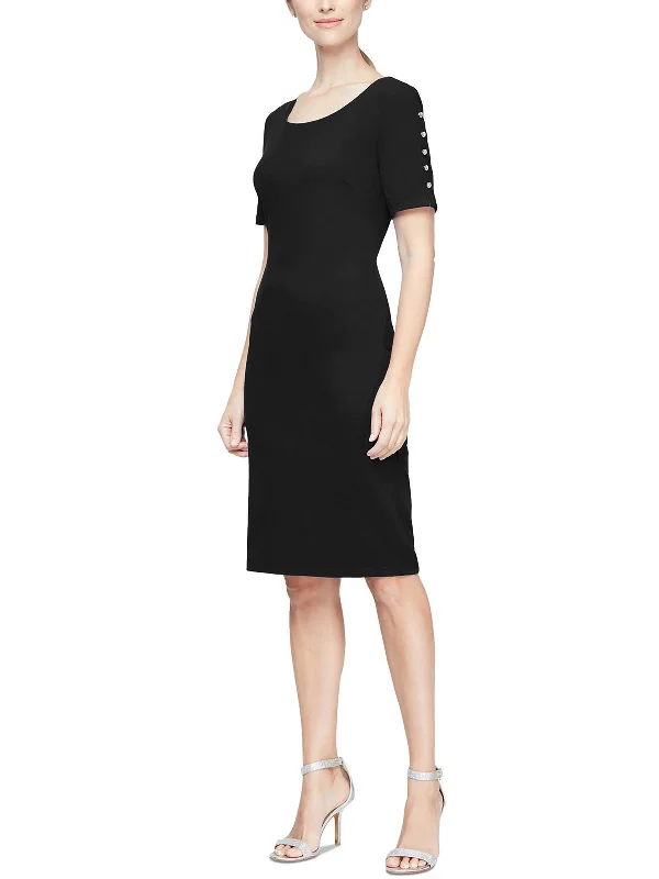 Bold Prints Casual Chic Plus Womens Beaded Knee Sheath Dress