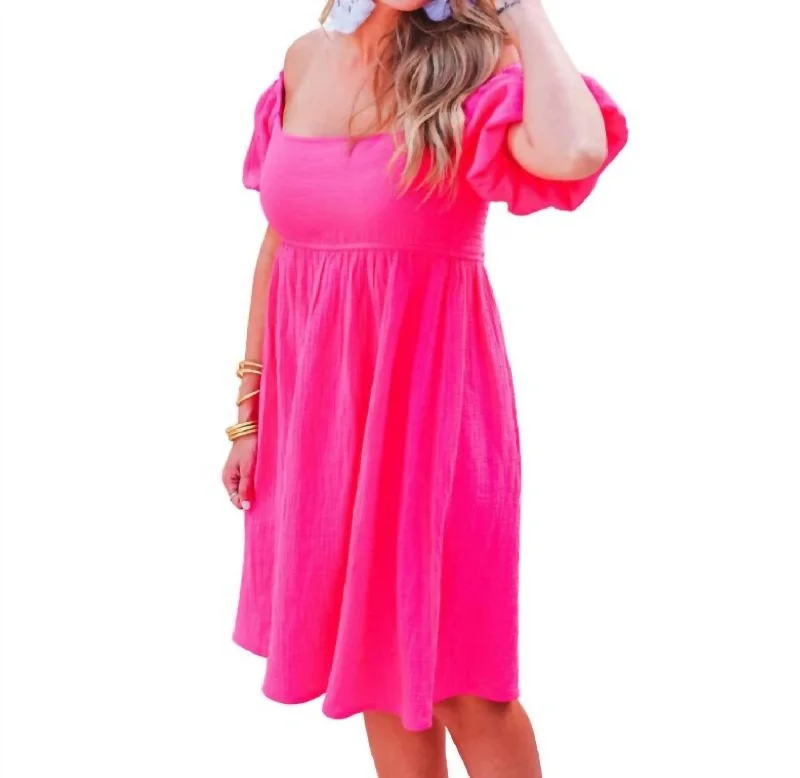 Vibrant Femme Fashion Craving Summer Gauze Dress In Pink