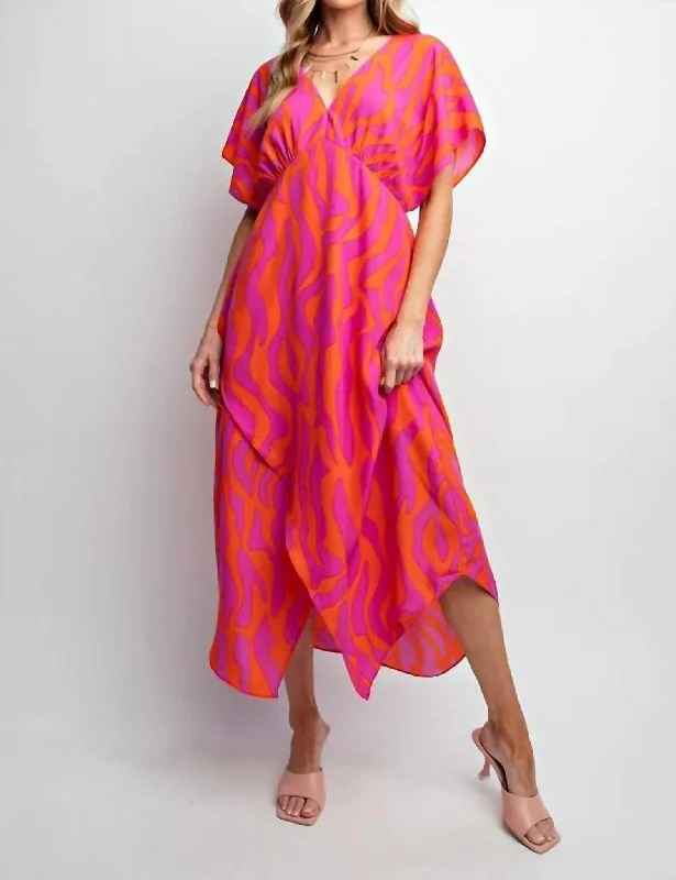 Best Online Boutiques Death Valley Sunset Dress In Orange/purple