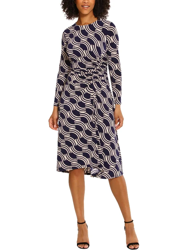 Fashion-forward Women's Clothing Womens Printed Mid Calf Sheath Dress