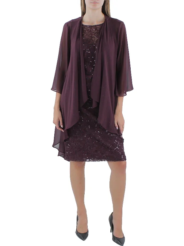Affordable Online Boutiques Womens Sequined Jacket Two Piece Dress