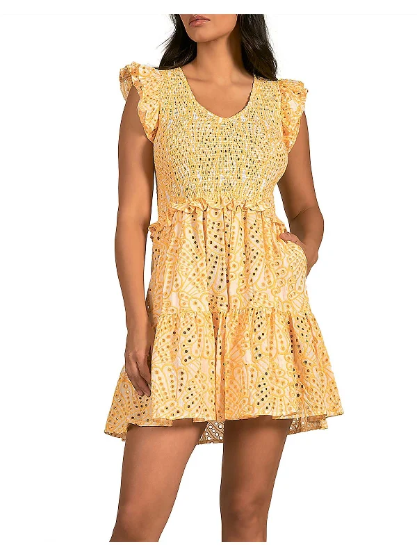 Women's Occasion Wear Clothes Womens Cotton Smocked Babydoll Dress
