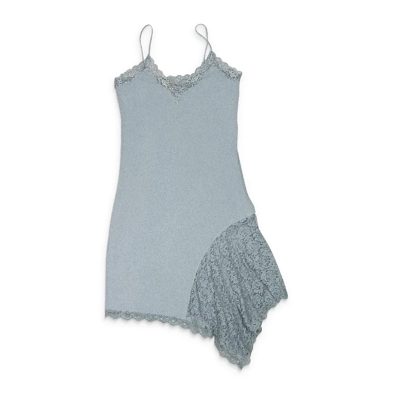 Trendy Outfits For Ladies CALLIPYGIAN FAUX SUEDE BLUE SLIP DRESS