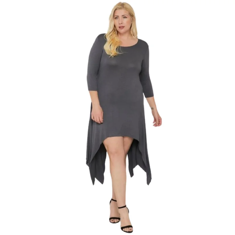 Women's Trendy Clothes Asymmetrical Raw Edge Hem Solid Dress