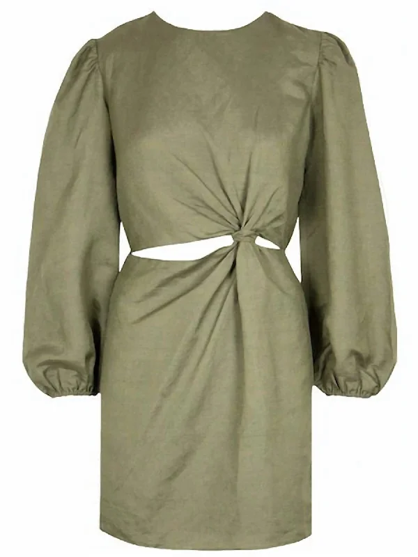 Stylish Women's Clothes for Work and Play Pilar Knot Dress In Olive
