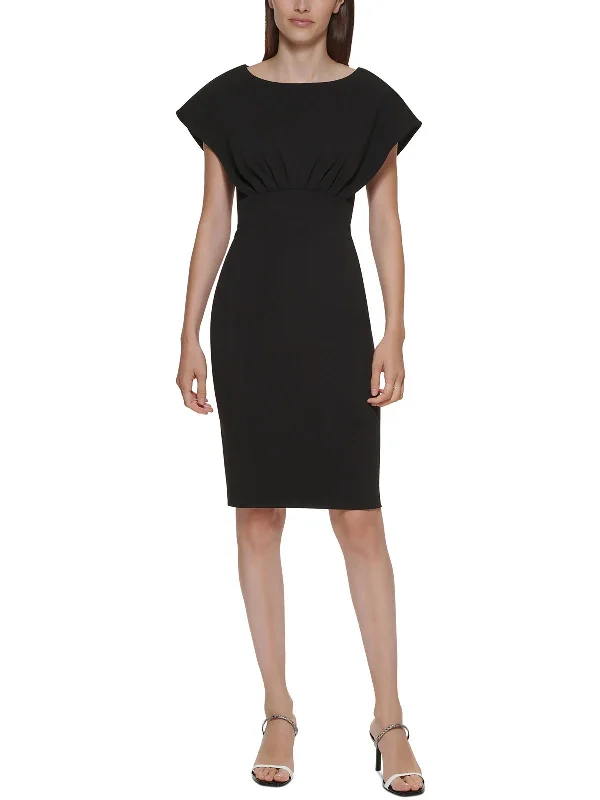 Women's Fashionable Clothing Sets Petites Womens Extended Shoulder Above Knee Sheath Dress