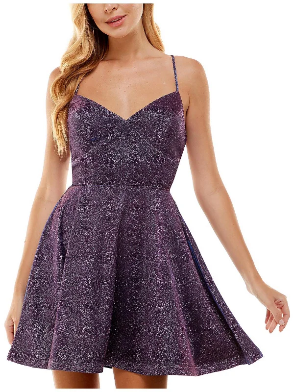 Fashion Essentials Juniors Womens Lace Up Mini Fit & Flare Dress