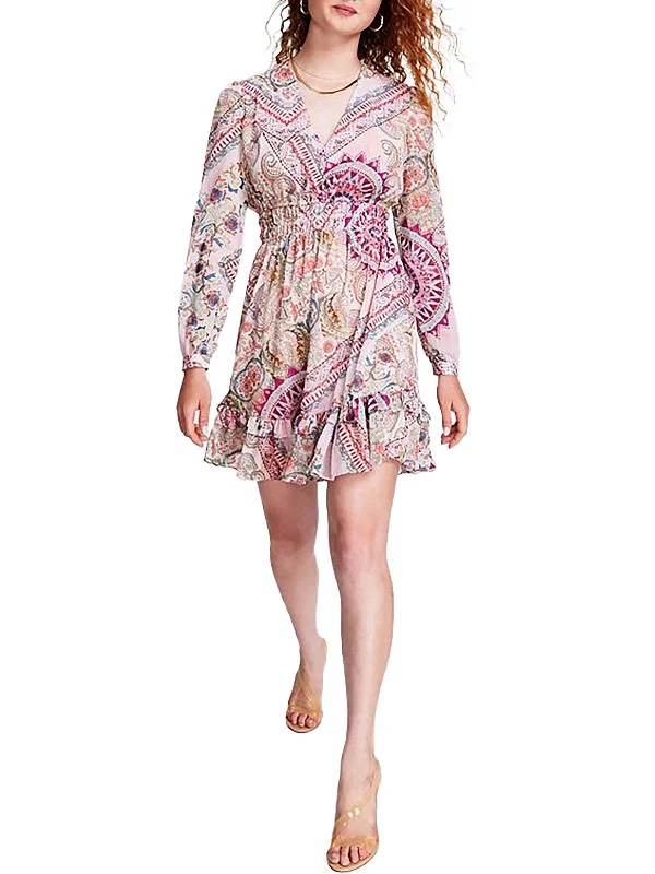 Urban Femme Streetwear Brigida Womens Printed Mini Fit & Flare Dress