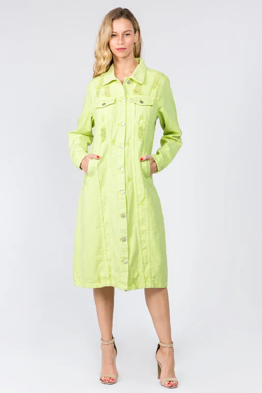 Timeless Women's Fashion Styles Button Up Distressed Denim Dress