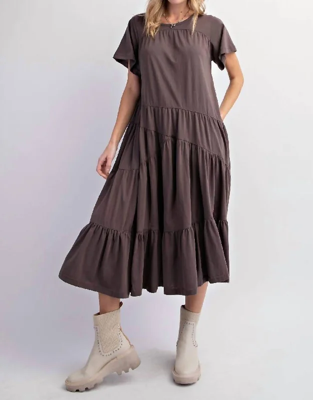 Women's Apparel And Garments Cotton Slub Dress In Ash