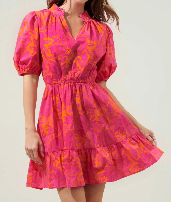 Flash Discount Marissa Mini Poplin Dress In Orange-Pink-Multi