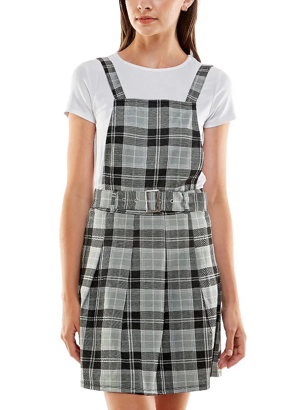 Relaxed Fashion Juniors Womens Woven Plaid Two Piece Dress