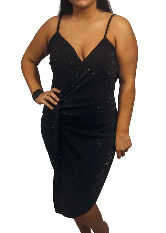 Women's Travel Outfit Set Sparkle Dress In Black