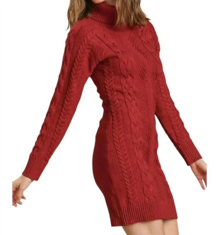 Women's Resort Garments Cable Knit Sweater Dress In Red