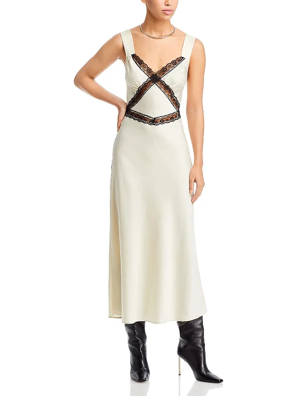 Women's Transitional Clothes Emory Womens Lace Trim Long Slip Dress