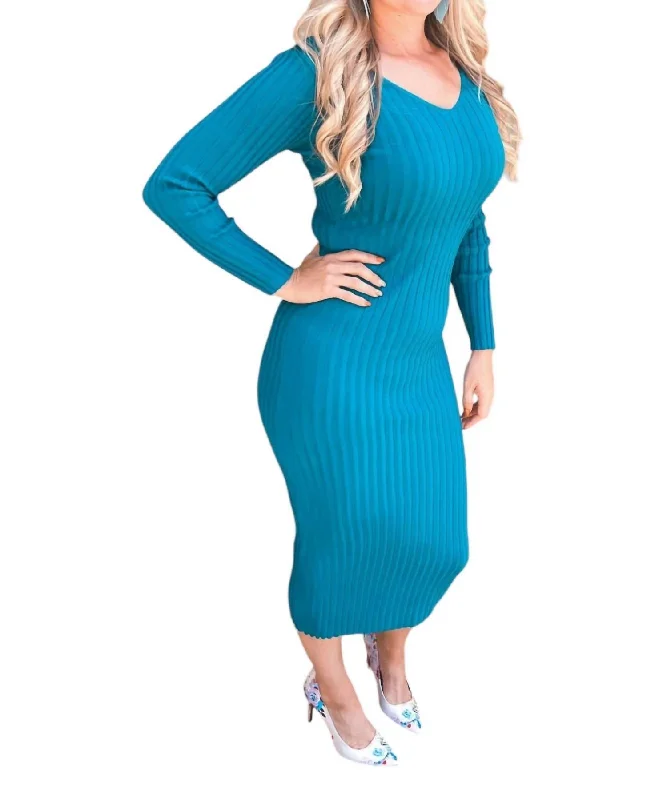Women's Clothing Sets Sweaterknit Dress In Teal