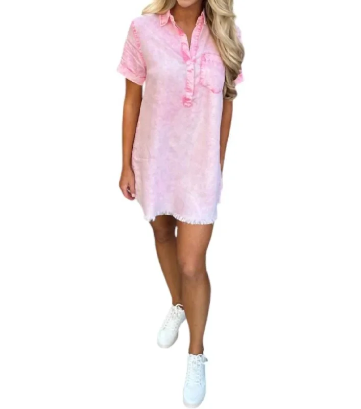 Women's Chic Outerwear Garments Day By Day Dress In Pink Washed