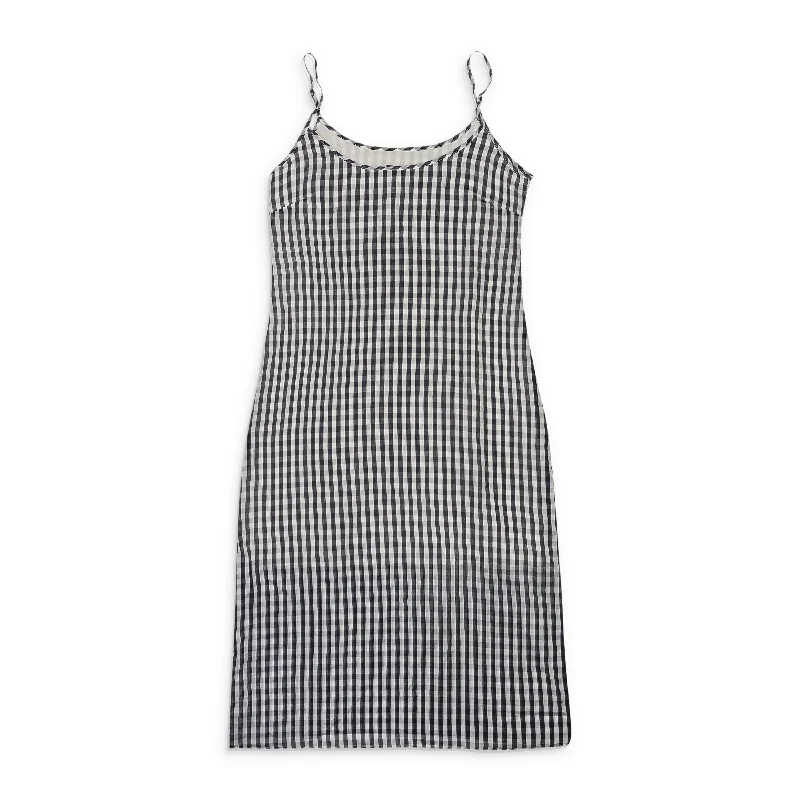 Online Boutiques Best CALLIPYGIAN GINGHAM WHITE BLACK CAMI DRESS