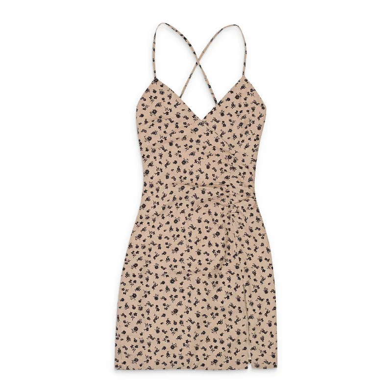 Women's Fashion Clothing CALLIPYGIAN HIGH TIE BEIGE SLIP DRESS