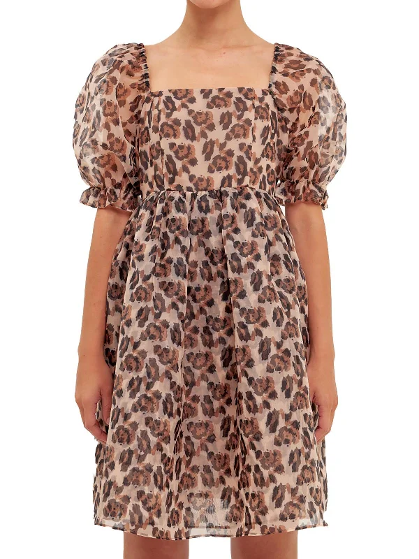 Clearance Sale Womens Above Knee Smocked Fit & Flare Dress
