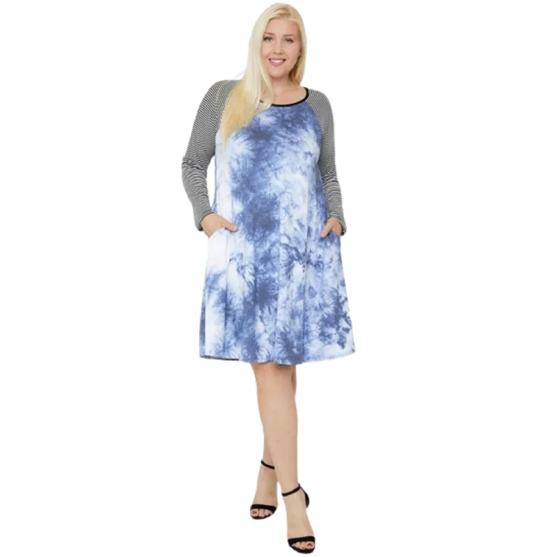 Women's Stylish Professional Garments Round Neck Tie Dye Dress