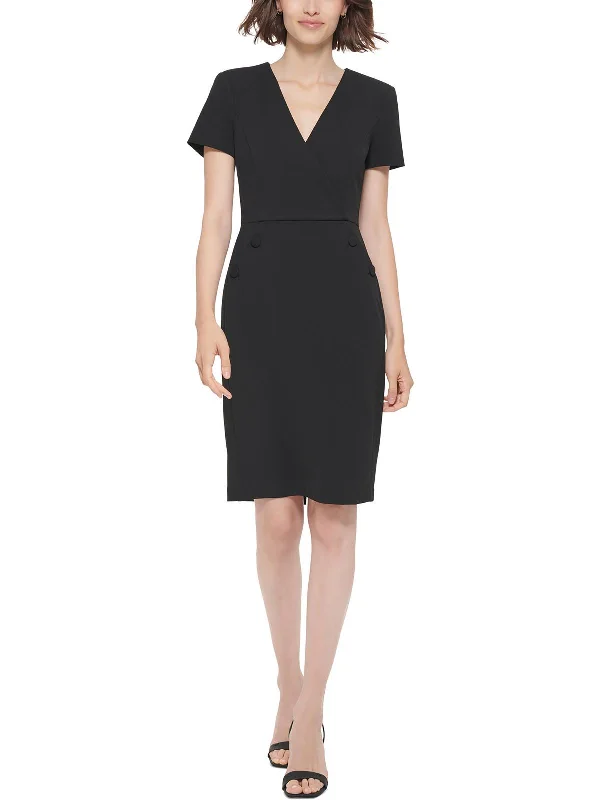 Sophisticated Style Womens Faux Wrap Work day wear Sheath Dress