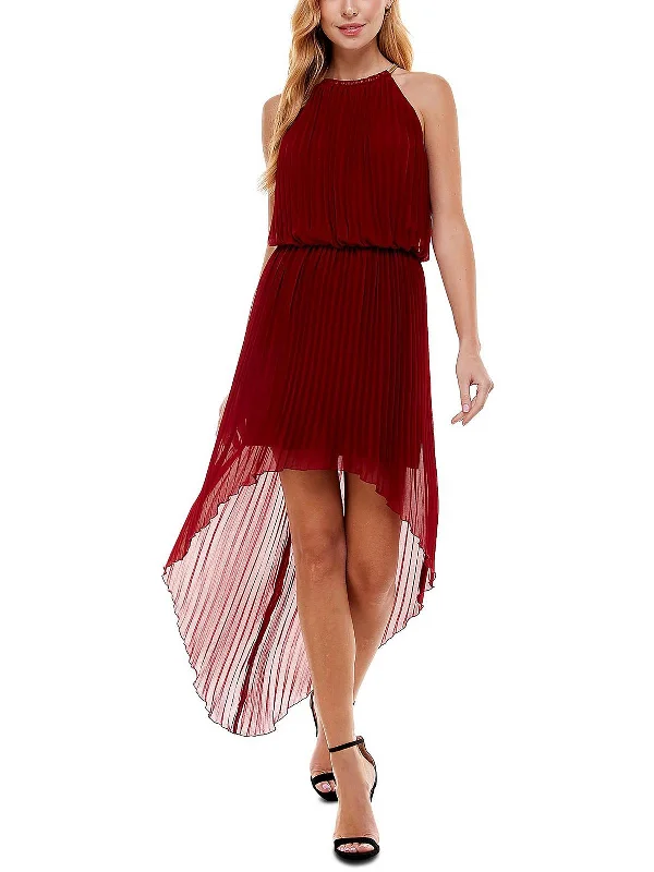 Women's Comfortable Lounge Garments Womens Pleated Necklace trim Halter Dress