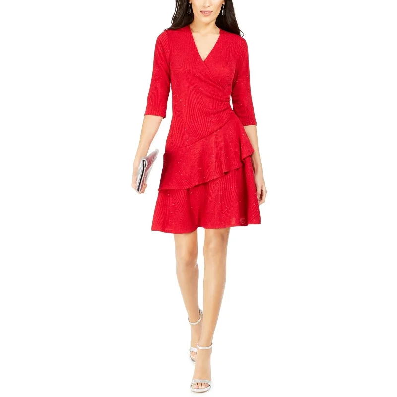 Women's Seasonal Garments Womens Tiered Ruched Fit & Flare Dress