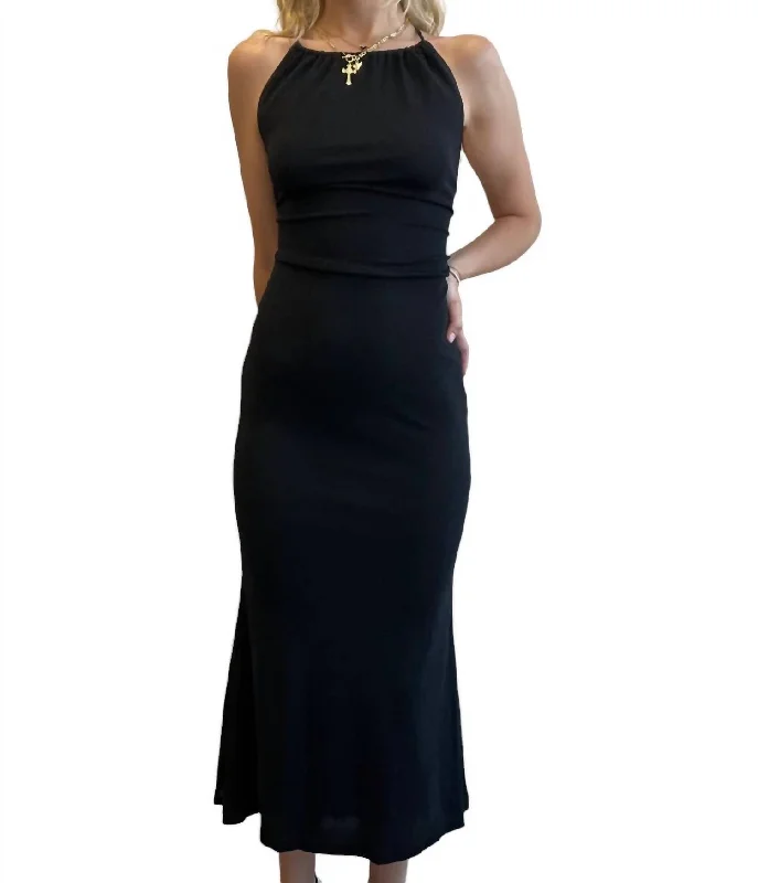 Clothes For Sale Long Dress With Open Back In Black