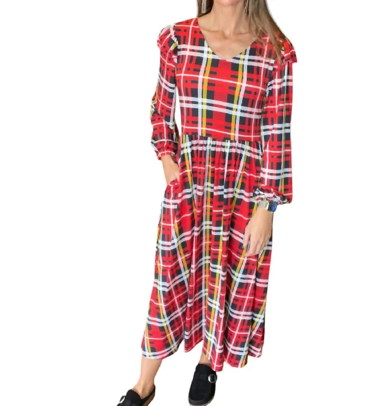 Women's Classic Outfit Betty Lou Plaid Dress In Red/multi