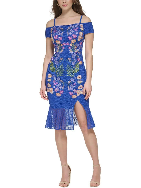 Casual and Comfortable Outfits Womens Lace Off-The-Shoulder Sheath Dress
