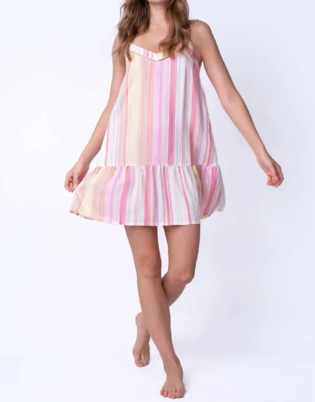 Women's Fashion Clothing Staycation Stripe Dress In Peach