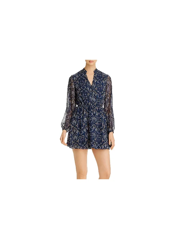 Women's Fashion Clothes Womens V Neck Button-Down Cocktail Dress