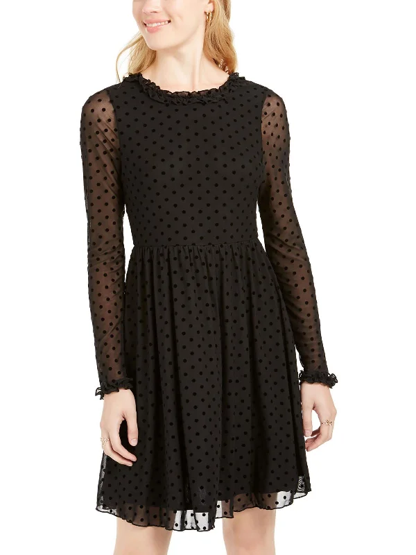Minimalist Style Juniors Womens Mini Sheer Fit & Flare Dress