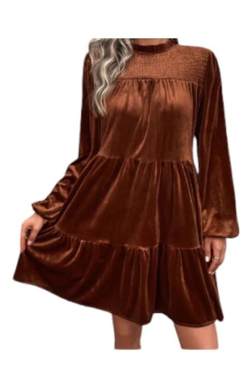 Plus-Size Women's Garments End Of The Line Velvet Dress In Brown