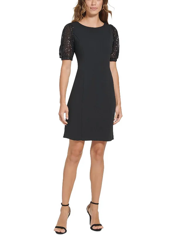 Women's Holiday Clothing Womens Sequined Above Knee Sheath Dress