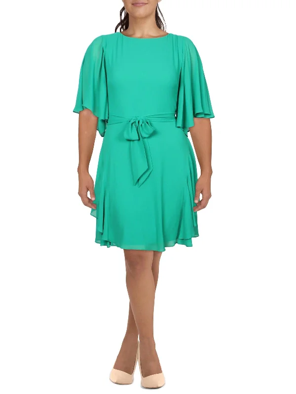 Women's Seasonal Clothing Womens Ruffled Knee Fit & Flare Dress