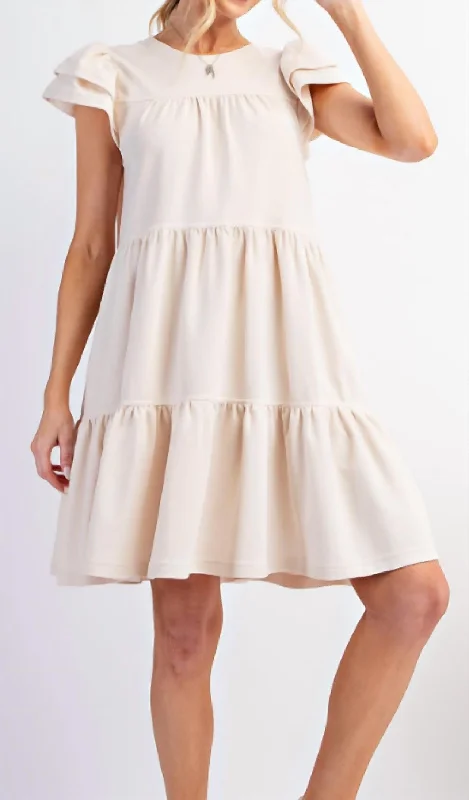 Sales For Clothes Tiered Knit Dress In Ecru