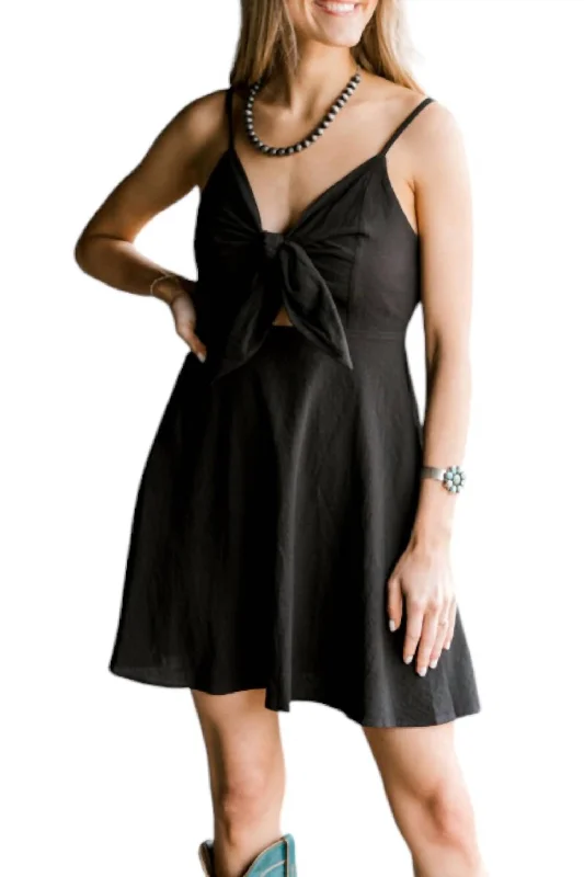 Flash Discount Scott Front Bow Dress In Black