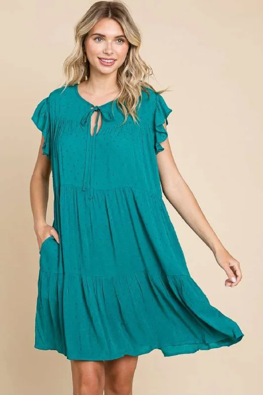 Online Boutiques Ruffle Cap Sleeve Tiered Dress